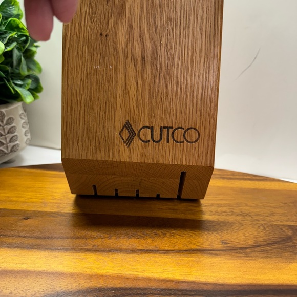 Cutco 5 Slot Oak Wood Knife Block Storage Space Saver Stand or Hanging - Picture 5 of 6